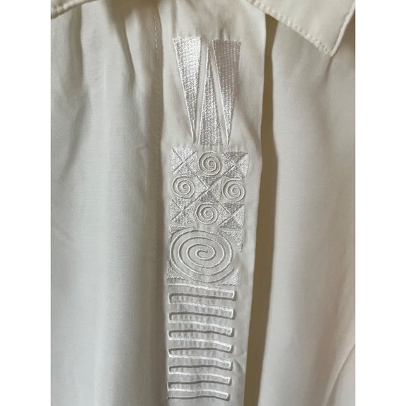 Vintage Studio IV Womens Top Medium Ivory Short Sleeve Embroidered Front - Picture 3 of 8